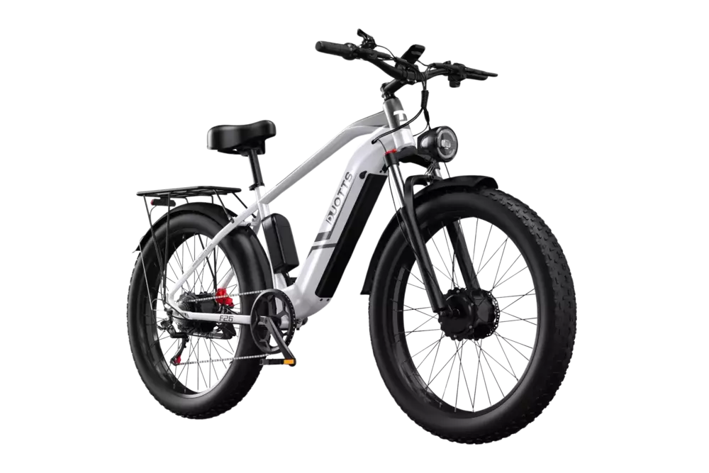 A grey Duotts F26 electric bike